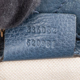 Gucci Blue Leather Bamboo Handbag