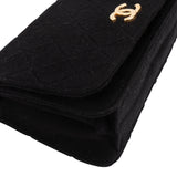 Chanel Quilted Cotton 24K Gold Single Flap Shoulder Bag