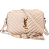 Saint Laurent Beige Chevron Leather Lou Camera Crossbody Bag