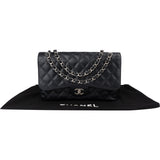 Chanel Quilted Caviar Leather Palladium Jumbo Double Flap Crossbody Bag