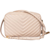 Saint Laurent Beige Chevron Leather Lou Camera Crossbody Bag