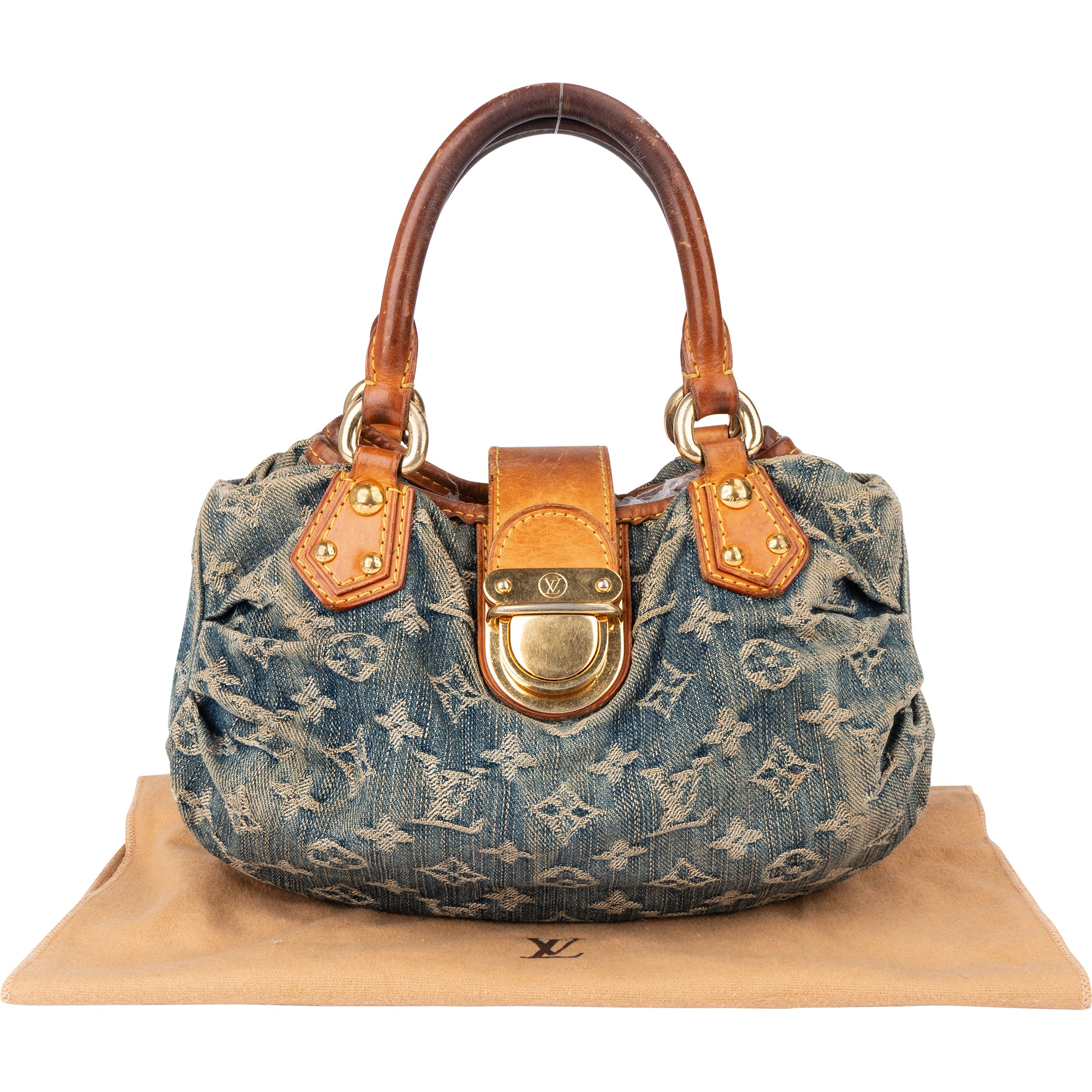 Louis Vuitton Denim Monogram Pleaty Handbag - vintageandkickz