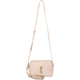 Saint Laurent Beige Chevron Leather Lou Camera Crossbody Bag