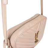 Saint Laurent Beige Chevron Leather Lou Camera Crossbody Bag