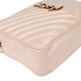 Saint Laurent Beige Chevron Leather Lou Camera Crossbody Bag