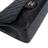 Chanel Quilted Caviar Leather Palladium Jumbo Double Flap Crossbody Bag