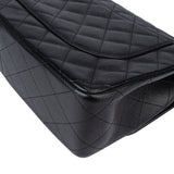 Chanel Quilted Caviar Leather Palladium Jumbo Double Flap Crossbody Bag