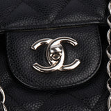 Chanel Quilted Caviar Leather Palladium Jumbo Double Flap Crossbody Bag