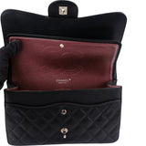 Chanel Quilted Caviar Leather Palladium Jumbo Double Flap Crossbody Bag