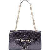 Gucci Patent Leather GG Monogram Horsebit Emily Shoulder Bag