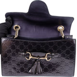 Gucci Patent Leather GG Monogram Horsebit Emily Shoulder Bag