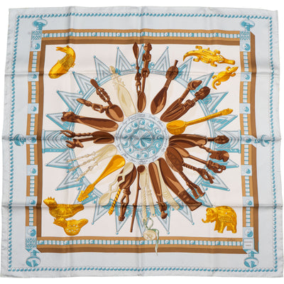 Hermès Classic "Cuillers D`afrieque" Silk Carre 90 Scarf Tuch - vintageandkickz