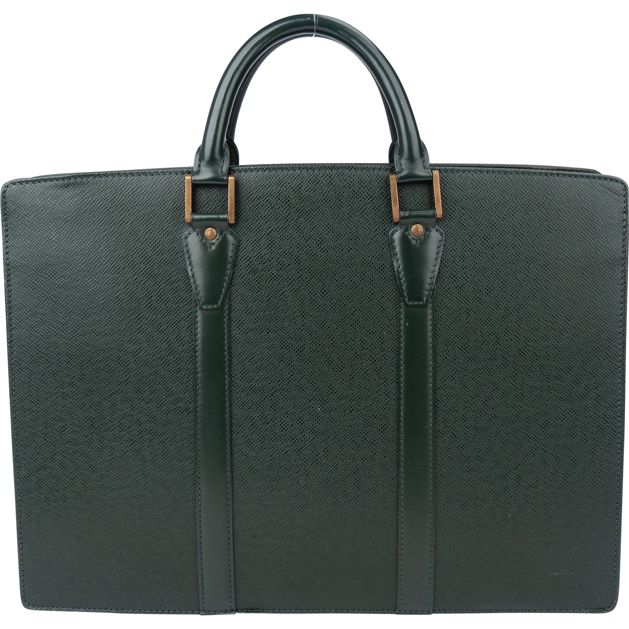 Louis Vuitton Green Taiga Leather Porte Documents Lozan Handbag - vintageandkickz