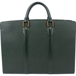 Louis Vuitton Green Taiga Leather Porte Documents Lozan Handbag - vintageandkickz