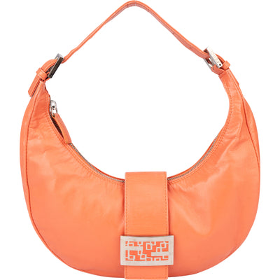 Fendi Orange Leather Limited FF Buckle Hobo Bag - vintageandkickz
