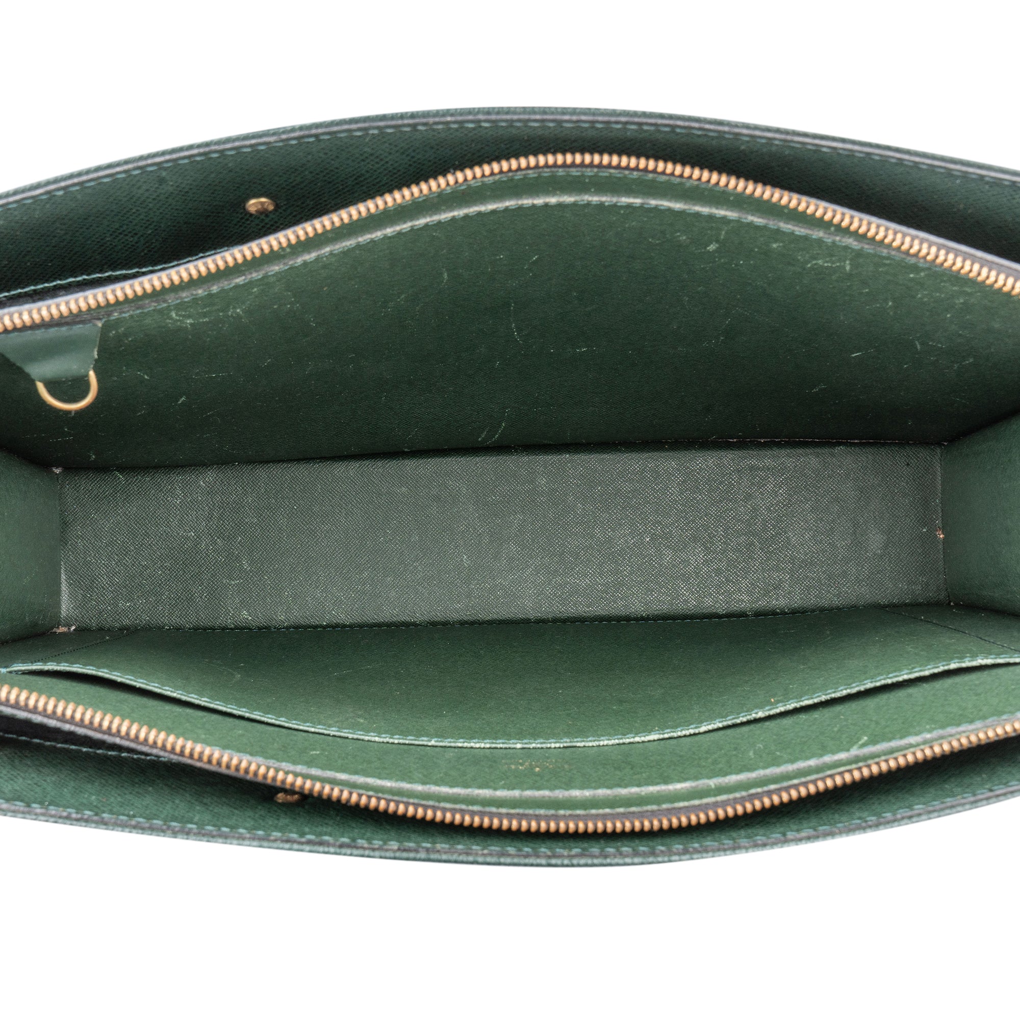 Louis Vuitton Green Taiga Leather Porte Documents Lozan Handbag - vintageandkickz