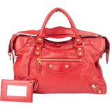 Balenciaga Red Leather City Handbag