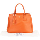 Prada Orange Saffiano Leather Satchel Galleria Handbag