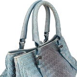 Bottega Veneta Blue Intrecciato Leather Handbag