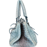 Bottega Veneta Blue Intrecciato Leather Handbag