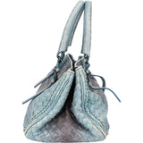 Bottega Veneta Blue Intrecciato Leather Handbag