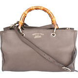 Gucci Taupe Leather Bamboo Handbag