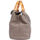 Gucci Taupe Leather Bamboo Handbag