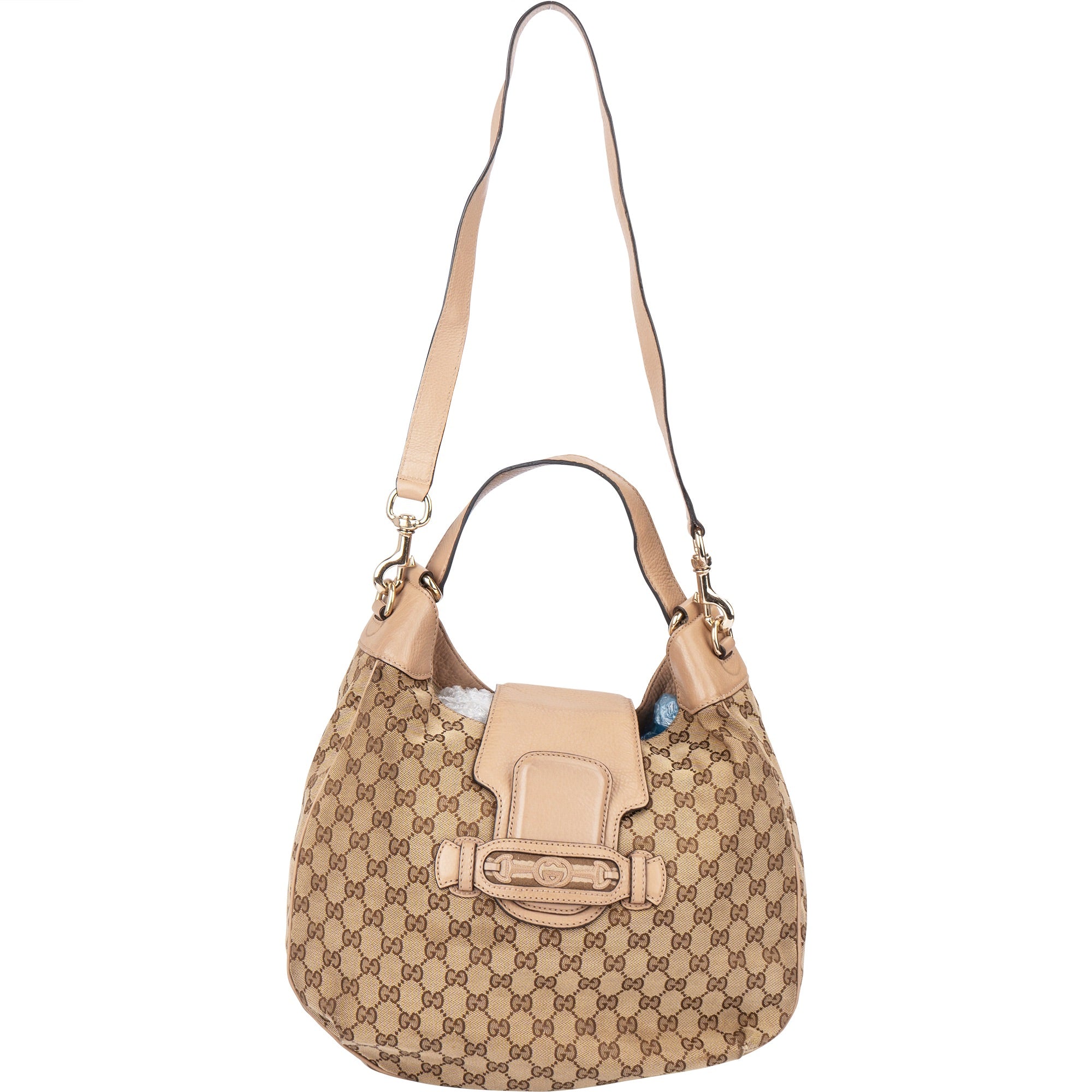 Gucci GG Monogram Horsebit Hobo Shoulder Bag - vintageandkickz