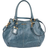 Prada Blue Leather City Handbag