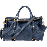 Miu Miu Blue Leather City Handbag