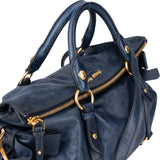 Miu Miu Blue Leather City Handbag
