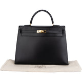 Hermès Noir Boxcalf Kelly 35 Handbag