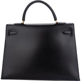 Hermès Noir Boxcalf Kelly 35 Handbag