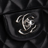 Chanel Quilted Lambskin Palladium Medium Double Flap Crossbody Bag