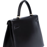 Hermès Noir Boxcalf Kelly 35 Handbag