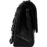 Chanel Quilted Lambskin Palladium Medium Double Flap Crossbody Bag