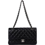 Chanel Quilted Lambskin Palladium Medium Double Flap Crossbody Bag