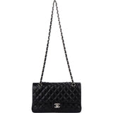 Chanel Quilted Lambskin Palladium Medium Double Flap Crossbody Bag