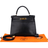 Hermès Noir Boxcalf Kelly 28 Handbag