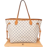 Louis Vuitton Damier Azur Monogram Neverfull MM Shopper Handbag