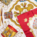 Hermès Classic "Le Tambours" Silk Carre 90 Scarf Tuch