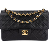 Chanel Quilted Lambskin 24K Gold Small Double Flap Crossbody Bag