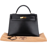 Hermès Noir Boxcalf Kelly 32 Handbag