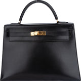 Hermès Noir Boxcalf Kelly 32 Handbag