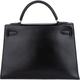 Hermès Noir Boxcalf Kelly 32 Handbag