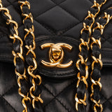 Chanel Quilted Lambskin 24K Gold Double Flap Shoulder Bag