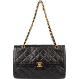 Chanel Quilted Lambskin 24K Gold Double Flap Shoulder Bag