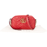 Gucci Red Chevron Leather GG Marmont Crossbody Bag
