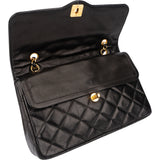 Chanel Quilted Lambskin 24K Gold Double Flap Shoulder Bag