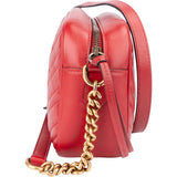 Gucci Red Chevron Leather GG Marmont Crossbody Bag
